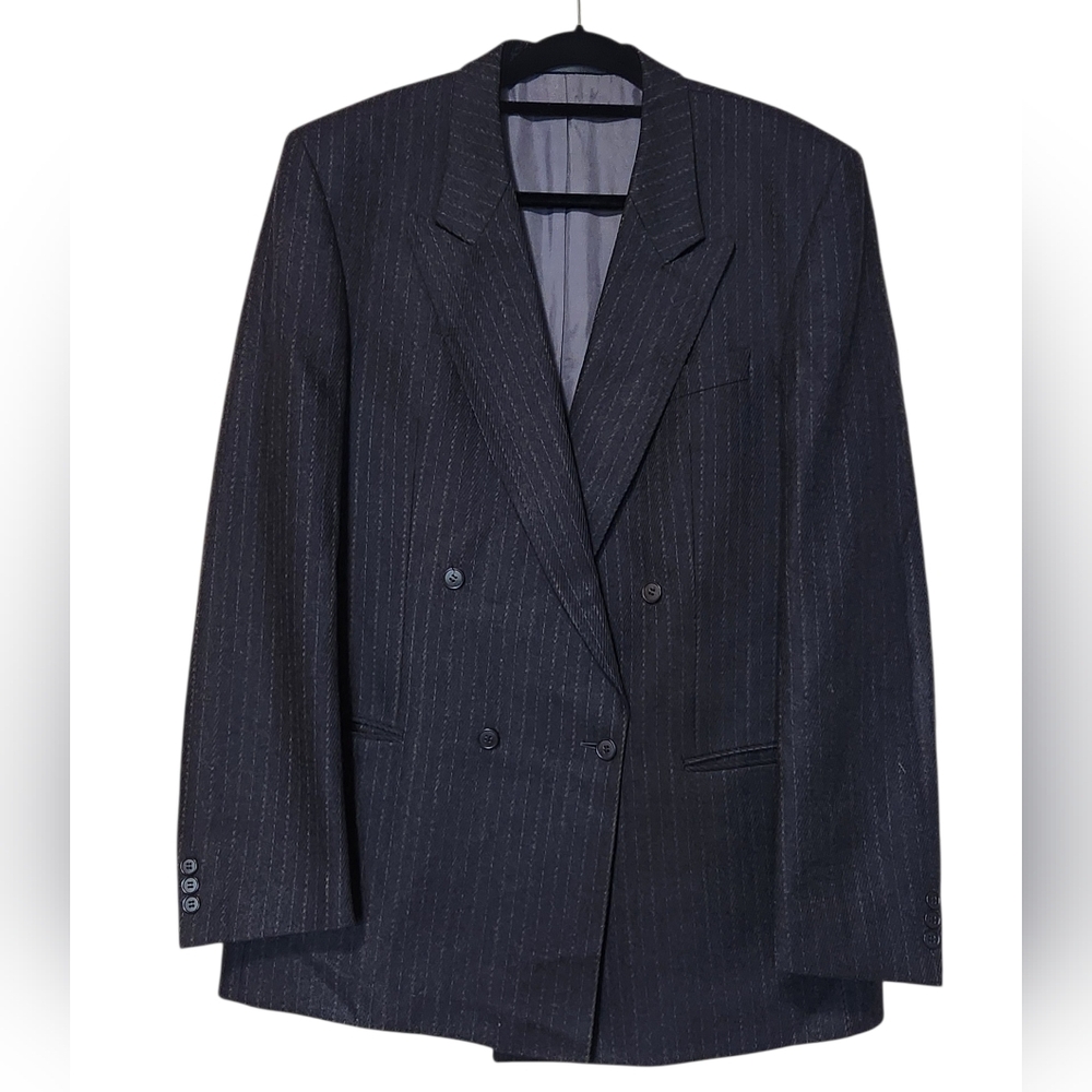 VTG Creation Gross Bruggemann Herrenbekleidung Pure Wool Pinstripe Blazer 46